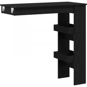 VidaXL Table de Bar Murale avec étagère Chêne noir 102 x 55 x 103.5 cm