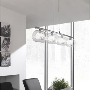 Image de Massive Callas - Suspension barre 4 lumières en métal chromé et verre