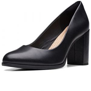 Clarks Femme Freva85 Court, Black Leather, 41 EU