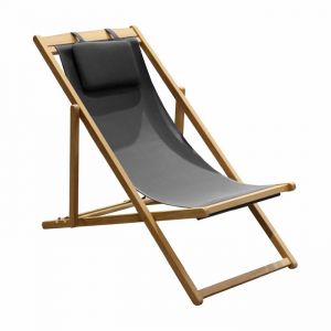 Chilienne Newton en teck FSC/TPEP - 40 x 94 x 59 cm - noir