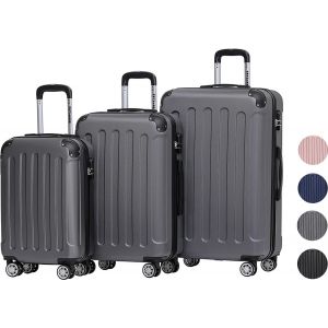 Set de valises TRVLMORE - 3 pièces - 38L + 70L + 110L - Gris foncé