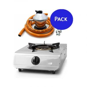 Réchaud à gaz butane ou propane FO1710 Orbegozo en acier inoxydable, intérieur et extérieur + Connexion gaz butane complet