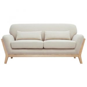 Miliboo Canapé scandinave 2 places beige pieds bois YOKO