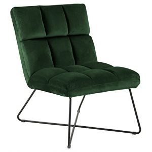 Marque Amazon - AC Design Furniture Chaise longue, tissu vert for&ecirc;t et base en m&eacute;tal thermolaqu&eacute; noir mat