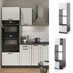 Vicco - Armoire micro-ondes "R-Line 60cm blanc/anthracite country style