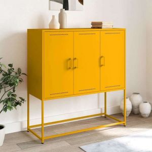 VidaXL Buffet haut jaune moutarde 100,5x39x107 cm acier, buffet, placard, armoire latérale, armoire, armoire de rangement, armoire haute