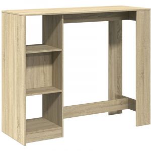 VidaXL Table de bar avec étagère chêne sonoma bois d'ingénierie, table de pub, table haute, table de tabouret de bar, table de bar de cuisine