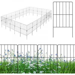 Clôture Décorative de Jardin en Métal, 825 x 60 cm, Lot de 12 Panneaux Résistant à la Rouille, Bordure Pliable de Jardin - Goplus