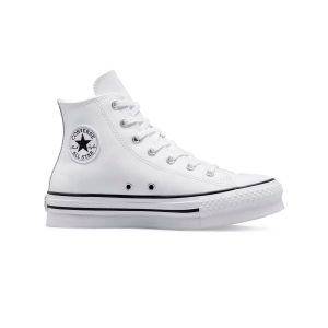 Converse Chuck Taylor All Star EVA Lift Platform Leather Sneaker, White/Natural Ivory/Black, 40 EU