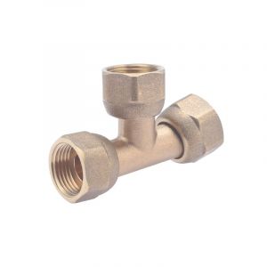Image de Comptoir de picardie Sans marque T&eacute; triple &agrave; visser laiton F 12 x 17 pour tube en cuivre
