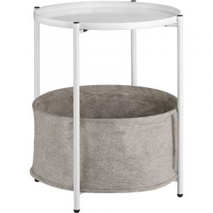 Image de TecTake Table d'Appoint à 2 Niveaux CANTERBURY Table Basse Ronde avec Plateau Amovible et Panier de Rangement – Blanc