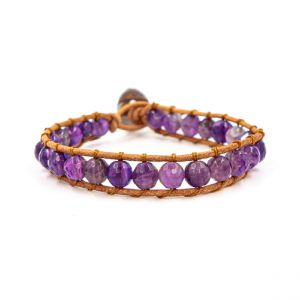 Bracelet Femme Sloya Améthyste et cuir