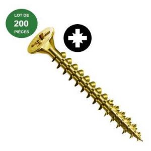 Spax 1081020500905 - Vis agglo t&ecirc;te frais&eacute;e bichromat&eacute;e - lot de 200 - 5x90 mm