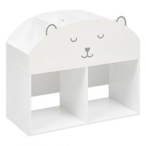 Pegane Meuble de rangement Ourson pour enfant, bibliothèque enfant blanche en MDF - Longueur 56 x Profondeur 30 x Hauteur 64 cm -