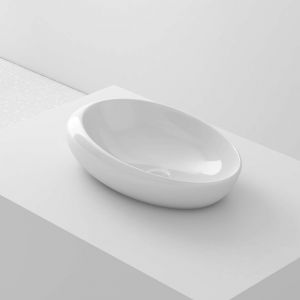 Lavabo à poser OVAL-MB céramique 49x13x30 cm blanc