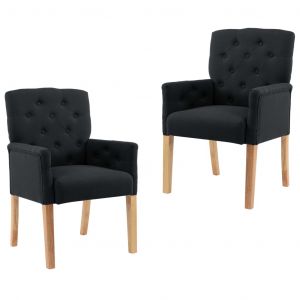 Image de VidaXL Chaises de salle à manger avec accoudoirs 2 pcs Noir Tissu