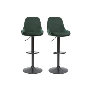 Miliboo Tabourets de bar design réglables velours vert (lot de 2) HOLO