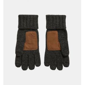 Ralph Lauren Gants en laine mérinos et empiècement suédé Gris Polo - Couleur Gris - Taille Taille unique