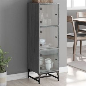 VidaXL Buffet avec portes en verre sonoma gris 35x37x120 cm