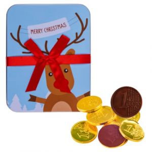 Boite à étrennes Renne garnie de 15 délicieuses pièces en chocolat de Noël | A Offrir à Noël ou en Fin d'Année