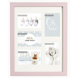 Erica Cadre photos bois 5 vues "Oh B&eacute;b&eacute; !" - 44 x 34 x 1,5 cm - Rose