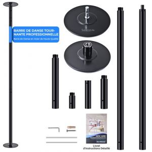 SereneLife Barre Pole Dance Professionnelle en Rotation - Portable et Amovible, Ajustable,Idéale pour l'entraînement à la Danse et l'exercice- Barre de Dance