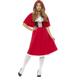 Smiffy's Costume Petit chaperon rouge Deluxe, rouge, avec robe longue et cape Rouge Small