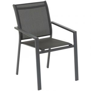 Hesperide Fauteuil de jardin empilable Essentia anthracite & graphite en aluminium traité en epoxy - Anthracite / graphite