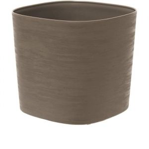Garden id Pot Avec Réserve D'Eau Respect - Taupe 30 X 30 Cm - 100% Déchets Ménagers - 100% Recyclable - Surface Structurée.