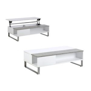 Image de loftscape Table Basse plateau relevable AZALEA Béton et blanc