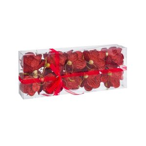 Wadiga Set de 10 boules de Noël rouges pommes de pin 6cm