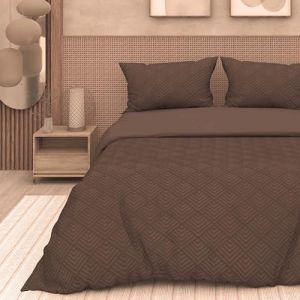 Intemporel Parure Housse de Couette 3D Microfibre 260x240 cm Gaia Brun, par Soleil d'Ocre