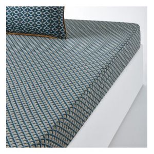 Drap housse pur coton, Pallazzo Bleu Couleur Bleu Taille 160 x 200 cm