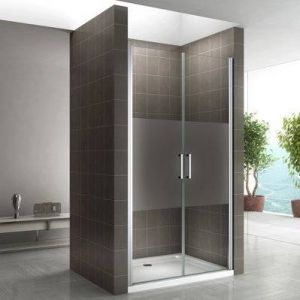 Image de KAYA Porte de douche H 180 largeur réglable 77 à 80 cm verre semi-opaque