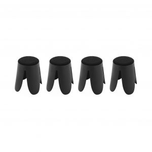 Set de 4 tabourets empilables noirs, bouclette texturée
