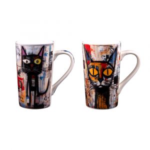 Table passion Coffret de 2 mugs Street Cat 50 cl - D&eacute;cor&eacute; - Porcelaine