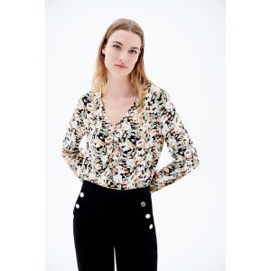 Image de CAROLL Blouse imprim&eacute;e col V beige 38
