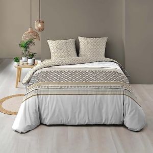 Housse de couette 260 x 240 cm coton 57 fils + 2 taies Sybille