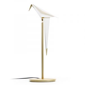 Moooi Lampe à poser Perch Light LED / Oiseau mobile - H 61 cm blanc/or/métal en métal/matière plastique