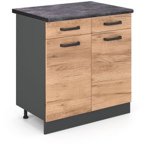 Meuble cuisine R-Line, Ch&ecirc;ne de force dor&eacute;, 80 cm, PT Anthracite, Vicco