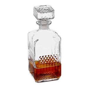 Relaxdays Carafe de whisky, en verre, D&eacute;canteur pour whisky, Cognac, rhum, gin, carafe eau de vie, transparente