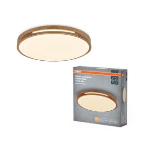 Osram Applique/plafonnier LED ORBIS Woodburry avec décor bois, 16 W, 1000 lm, 3000 K, 300 mm de diamètre, 830 blanc chaud agréable, protection IP20, vis de montage et chevilles incluses