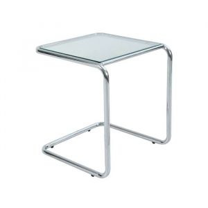 Oviala Table basse carrée L50 cm en métal et en verre transparent