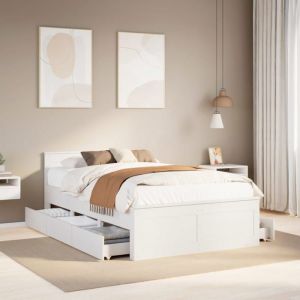VidaXL Cadre de lit sans matelas avec t&ecirc;te de lit blanc 120x200 cm pin meuble de chambre &agrave; coucher lit double sommier 3308769