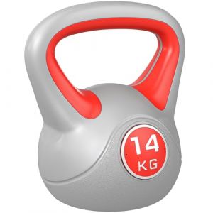 Kettlebell - SPORTNOW - 14 kg - avec poign&eacute;e ergonomique - musculation, entra&icirc;nement - 26 x 18 x 32 cm - rouge