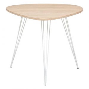 Pegane Table basse en bois coloris chêne clair et métal blanc - longueur 69 x Profondeur 54 x Hauteur 60 cm -