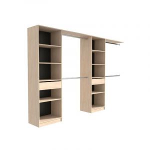 Dressing EKIPA e tensible 2 colonnes avec 2 tiroirs et 10 étageres 4 penderies Décor