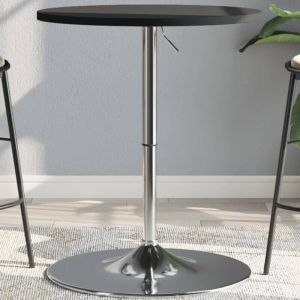 VidaXL Table de Bar, Table de Réception, Table à Manger, Meuble de Bistrot Intérieur, Moderne, Noir Bois d'Ingénierie et Acier Chromé
