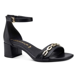 Tamaris Femme Sandales, Dame Sandales Fines,TOUCHit,Chaussures d'été,lanière,élégantes,féminines,à Talon léger,Black,37 EU