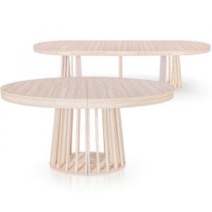 Table ovale extensible Eliza Effet Travertin Beige